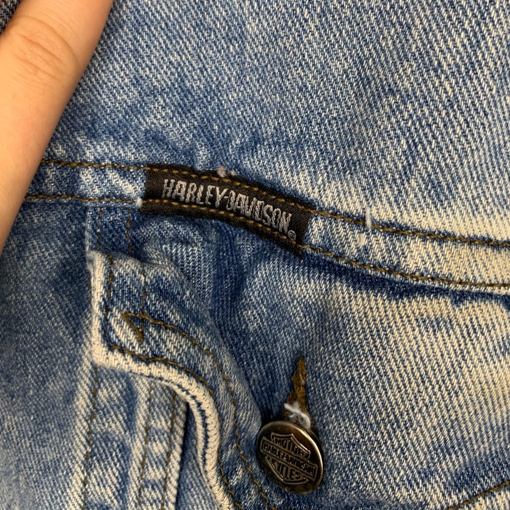Harley Davidson Patch Jean Jacket Oversized - image 5